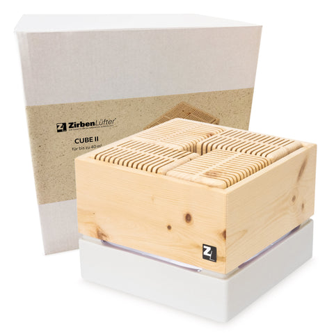 Image of ZIRBENLÜFTER® Luftreiniger CUBE ll (40m2) + Gratis Zirbenöl (10ml)