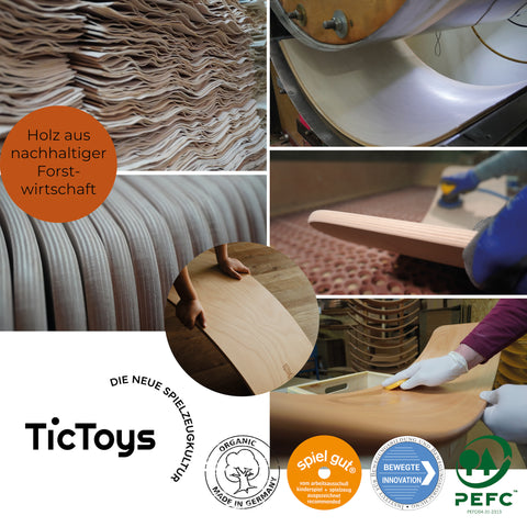 Image of TICTOYS - das.BRETT Balance Board mit Korkriemen (Diverse Farben)