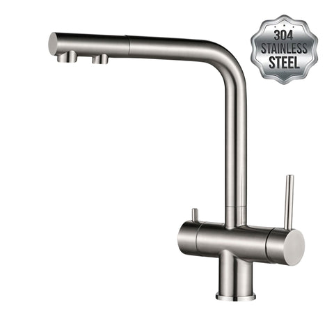 Image of NORA INOX Edelstahl 3-Wege-Armatur L-Auslauf / mit ausziehbarer Brause