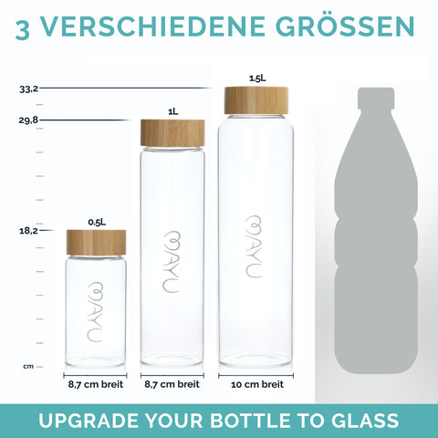 Image of MAYU® WATER BOTTLES (5dl/1L/1,5l) / (Bambusdeckel)