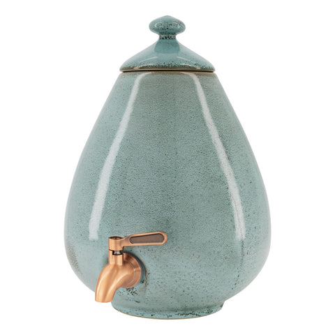 Image of MINNICO® Keramik Getränkespender (5l) Porzellan-Ei + Gratis-Ständer / MEERGRÜN