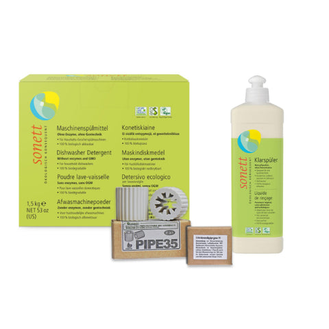Image of SONETT Maschinenspülmittel-Set (Pulver (1.5kg) + Klarspüler (300ml) + EM Pipe)
