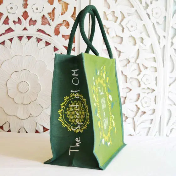 SPIRIT OF OM® Jute-Tasche "Be Happy" (Diverse Farben)
