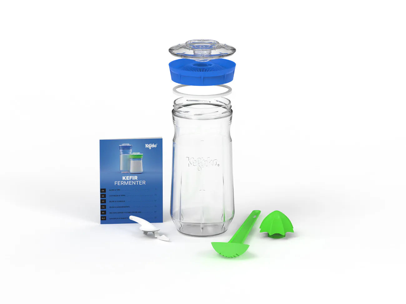 KEFIRKO DIY Wasserkefir Glas-Set 1.4L (Diverse Farben)