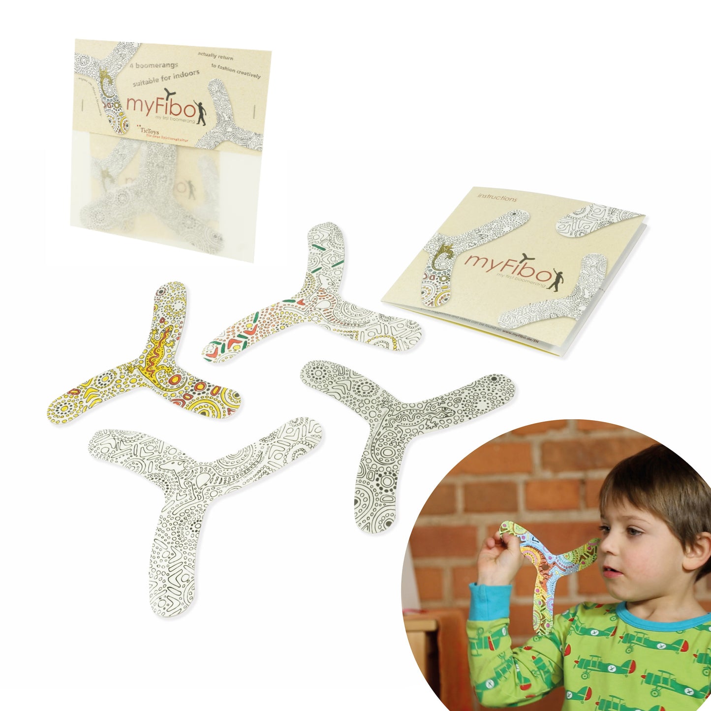 TICTOYS - MY FIBO Indoor Bumerang Set (4er)