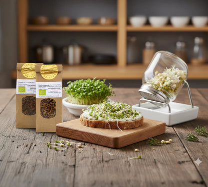 ESCHENFELDER® Sprossen Starter-Kit (Sprossenglas 750ml + Kresseschale (12cm)