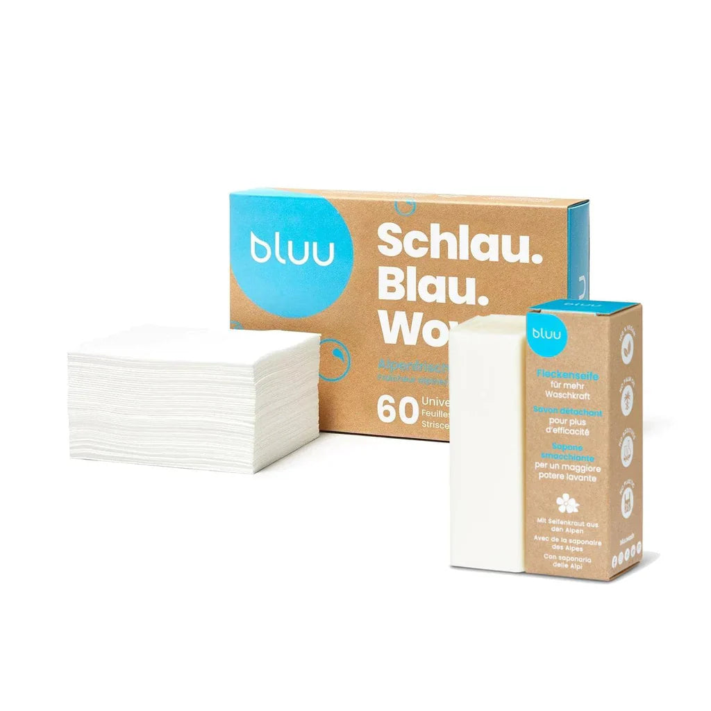 BLUU Waschset TRIO (Waschstreifen mit/ohne Duft + Trocknerbälle)