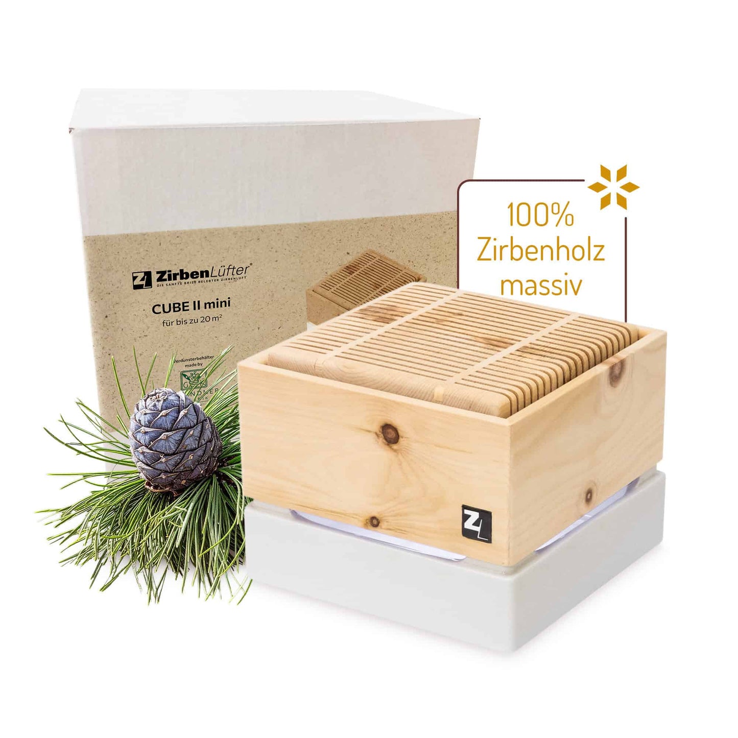 ZIRBENLÜFTER® Natürlicher Luftreiniger CUBE ll mini (20m2)