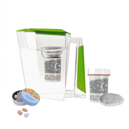 MAUNAWAI KINI® FIlterkanne mit 2. Filterset + Edelsteine-Mix Gratis (Diverse Farben)