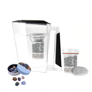 MAUNAWAI KINI® FIlterkanne mit 2. Filterset + Edelsteine-Mix Gratis / BLACK