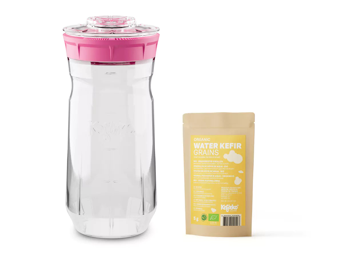 KEFIRKO DIY Wasserkefir-Sets 1400ml (inkl. Japankristalle) / PINK