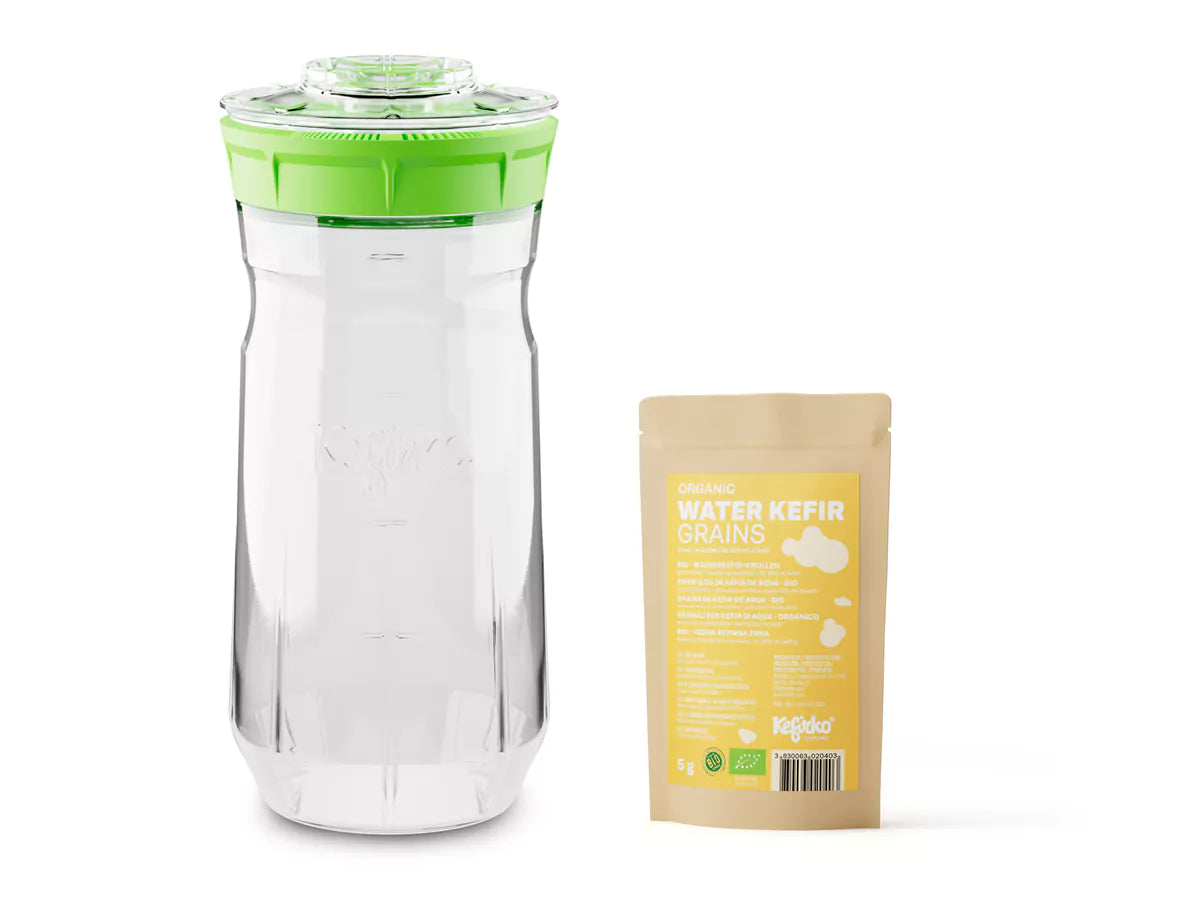 KEFIRKO DIY Wasserkefir-Sets 1400ml (inkl. Japankristalle) / GRÜN