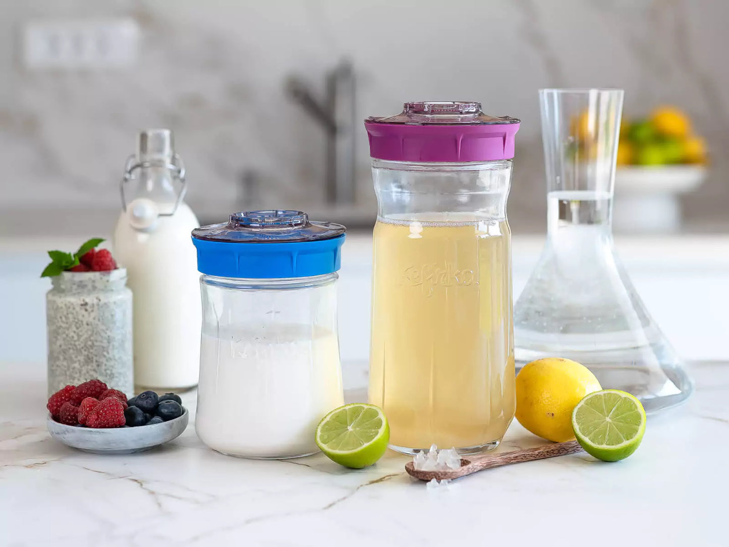 KEFIRKO DIY Wasserkefir-Sets 1400ml (inkl. Japankristalle) / BLAU