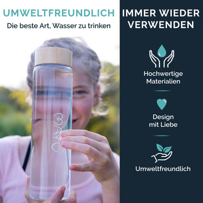 MAYU® WATER BOTTLES (5dl/1L/1,5l) / (Bambusdeckel)