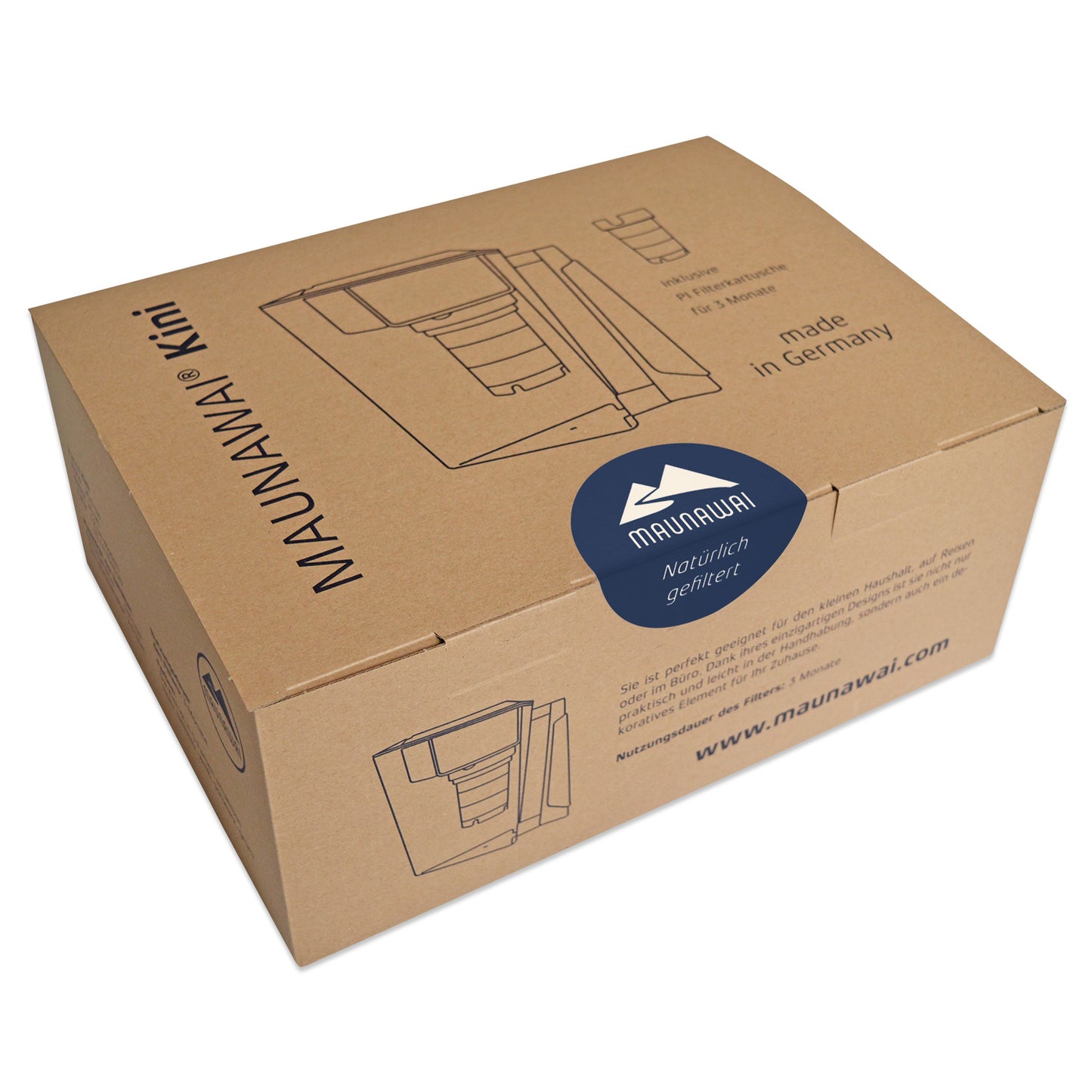 MAUNAWAI KINI® FIlterkanne mit 2. Filterset + Edelsteine-Mix Gratis / BLACK