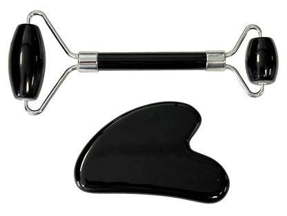 GUA SHA Massageset Herzstein + Doppelroller (Varianten)
