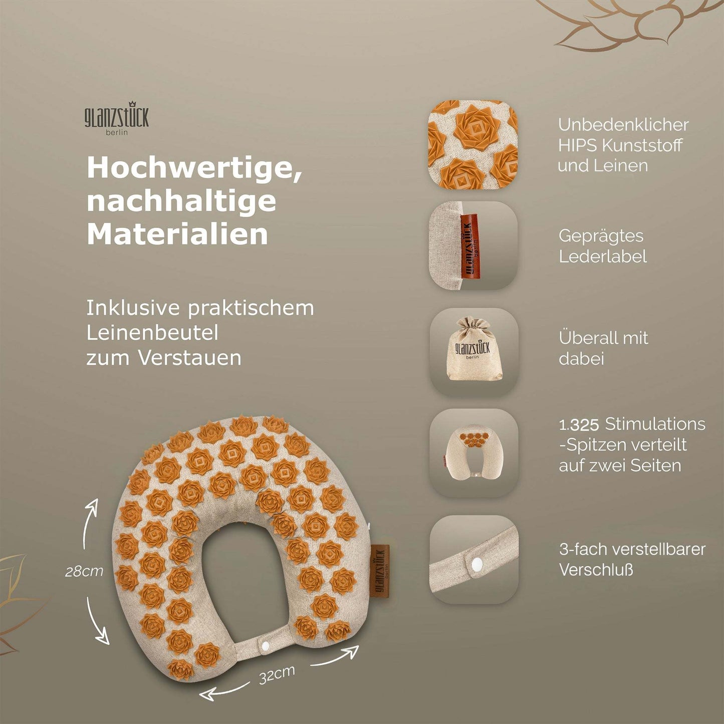 GLANZSTÜCK Berlin® Akupressur Nackenhörnchen TO GO