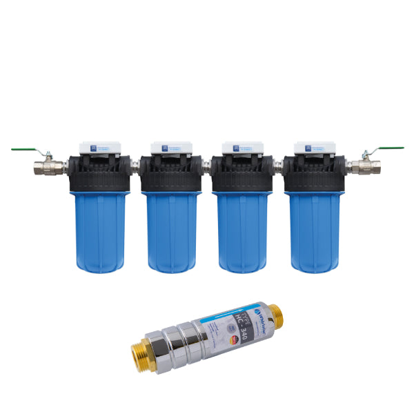 PEKA®10 Hauswasser-Filtersystem (4er) komplett (EFH) + WHIRLATOR® Wirbler