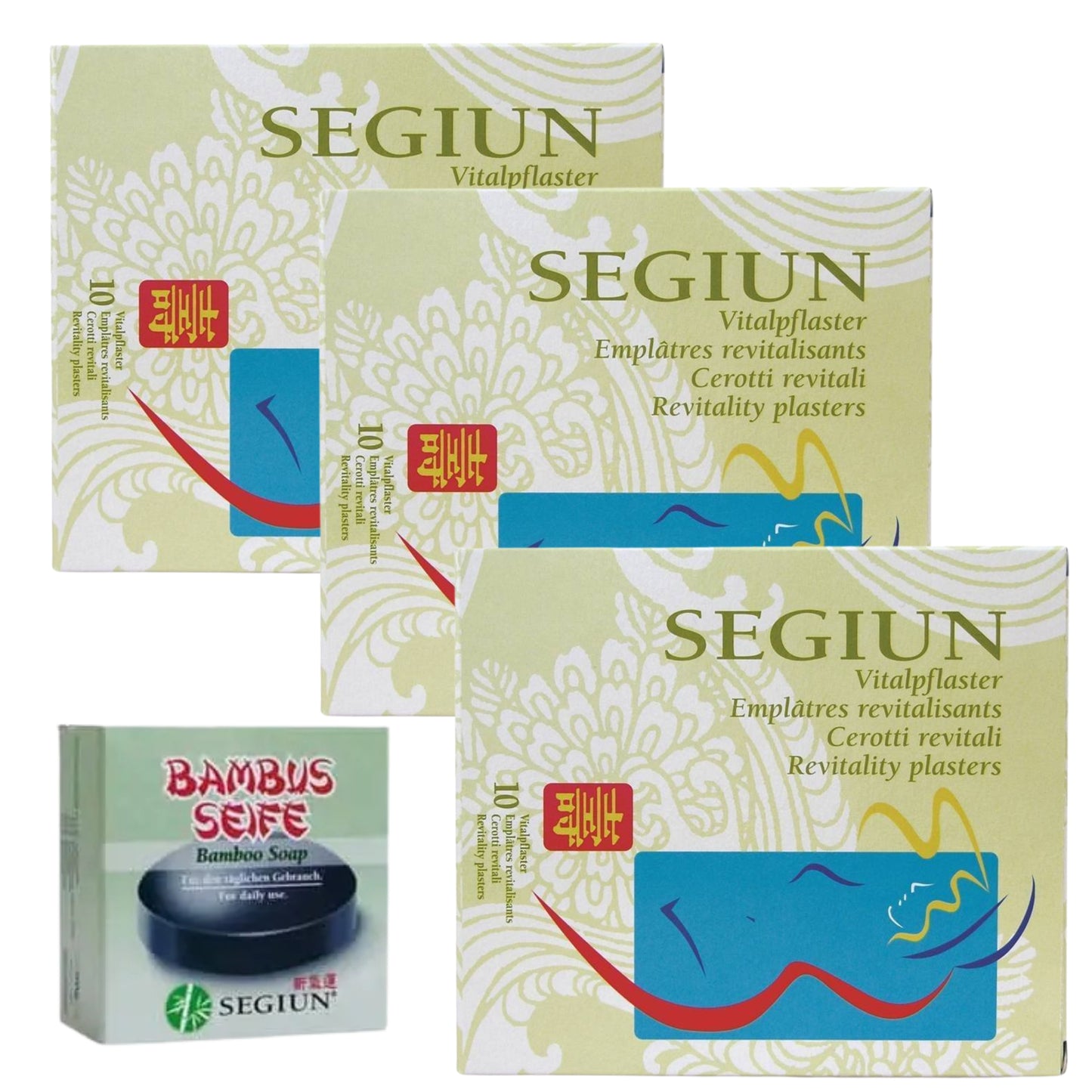SEGIUN® Bambus Vitalpflaster-Set 30Stk. / TRIO (inkl. Bambusseife)