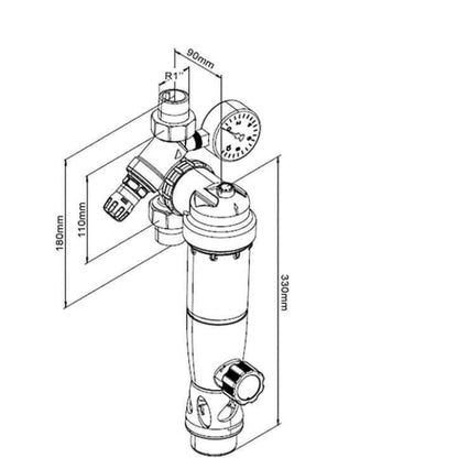 SYR® DUO DFR Rückspülfilter mit Druckminderer (DN25)+ Manometer