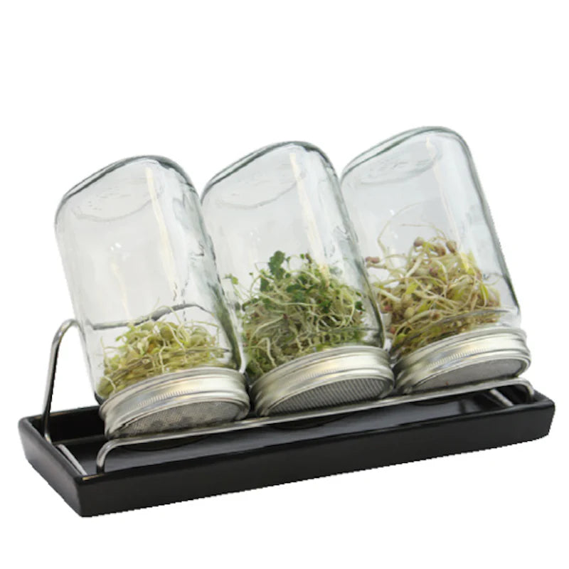 ESCHENFELDER 3er Sprossenglas Set (1000ml) / Keramik (Weiss/Schwarz)