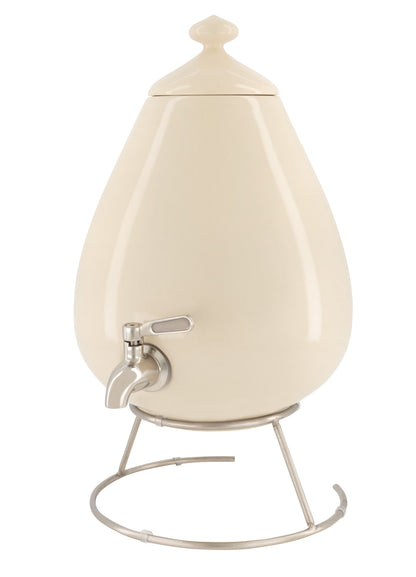 MINNICO® Keramik Getränkespender (5l) Porzellan-Ei + Gratis-Ständer / CRÈMEWEISS