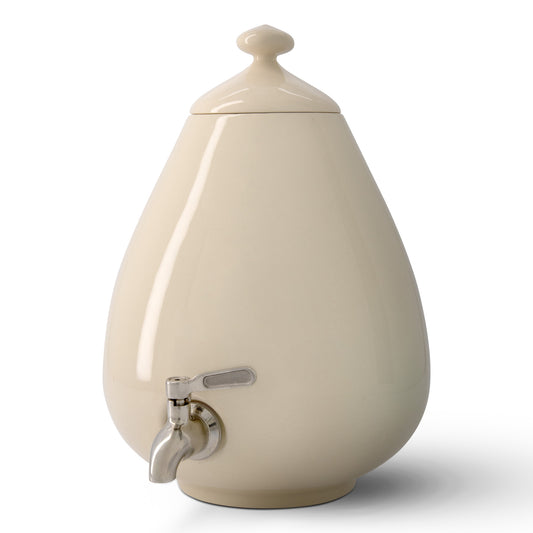 MINNICO® Keramik Getränkespender (5l) Porzellan-Ei + Gratis-Ständer / CRÈMEWEISS