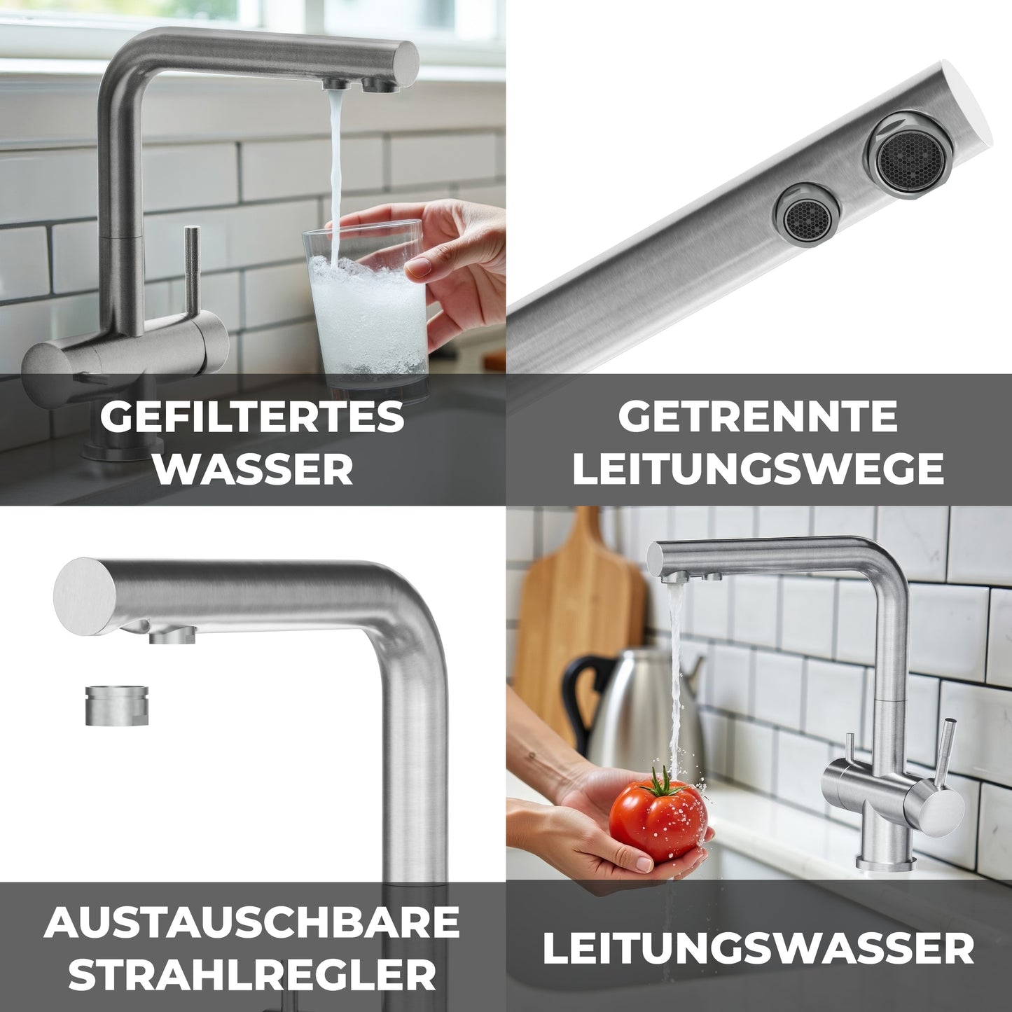 ZARA INOX Edelstahl 3-Wege-Armatur
