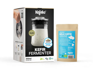 KEFIRKO DIY Milchkefir-Fermenterset 9dl / BLACK Edition (+ 1x Milchkefir-Starter)