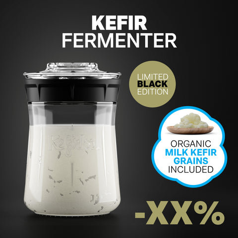 Image of KEFIRKO DIY Milchkefir-Fermenterset 9dl / BLACK Edition (+ 1x Milchkefir-Starter)