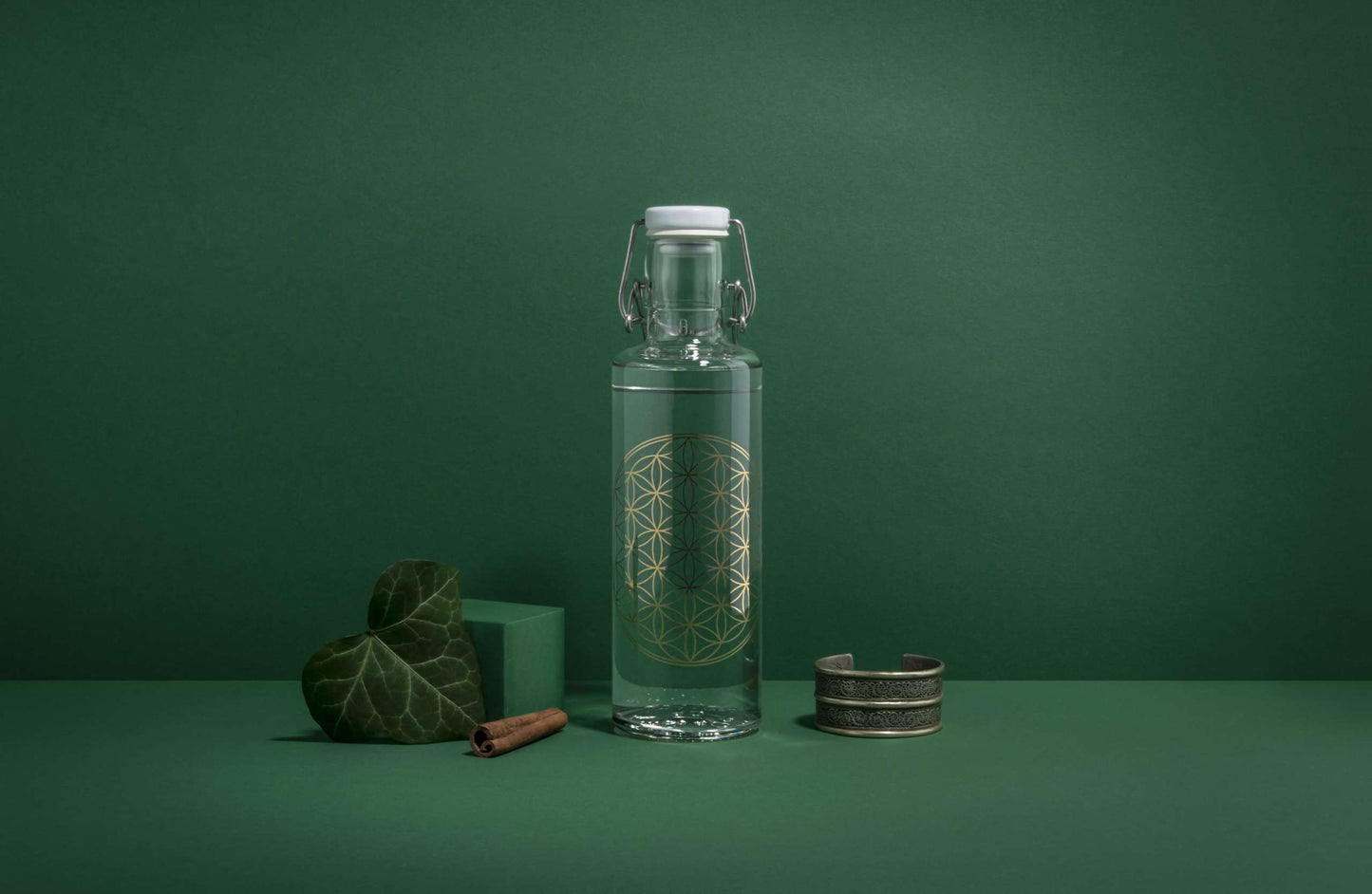 SOULBOTTLES Trinkflasche (1L) FLOWER OF LIFE (Gold)