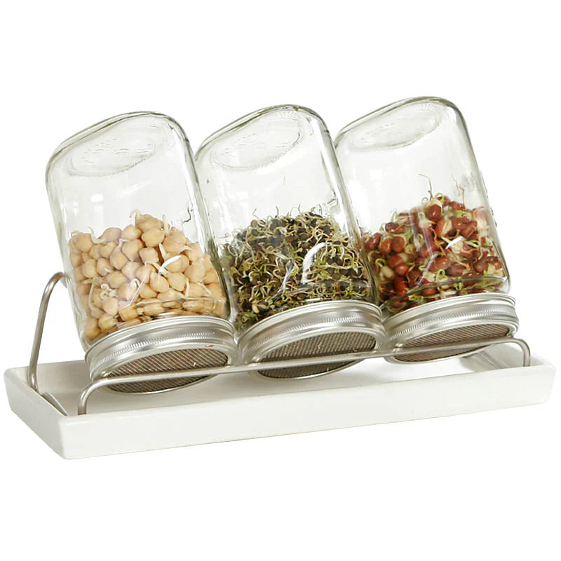 ESCHENFELDER 3er Sprossenglas Set (1000ml) / Keramik (Weiss/Schwarz)