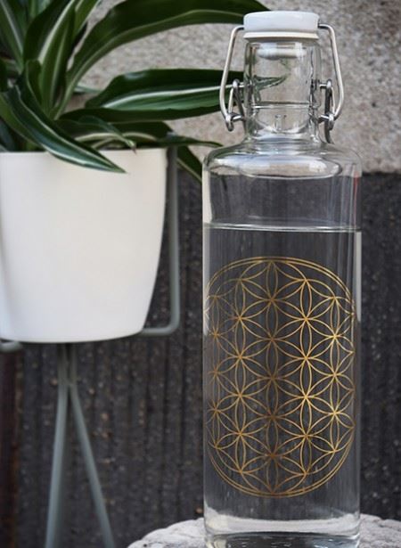 SOULBOTTLES Trinkflasche (1L) FLOWER OF LIFE (Gold)