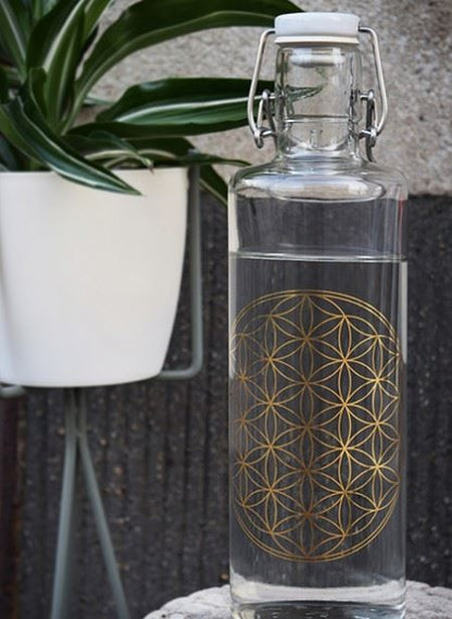 SOULBOTTLES Trinkflasche (1L) FLOWER OF LIFE (Gold)