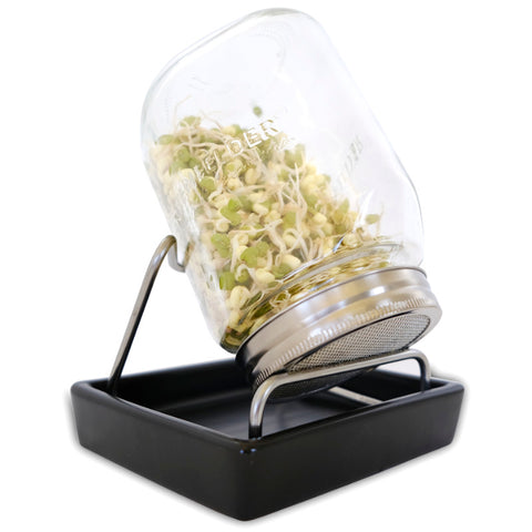 Image of ESCHENFELDER Sprossenglas-Set 1000ml / Keramikschale WEISS/SCHWARZ